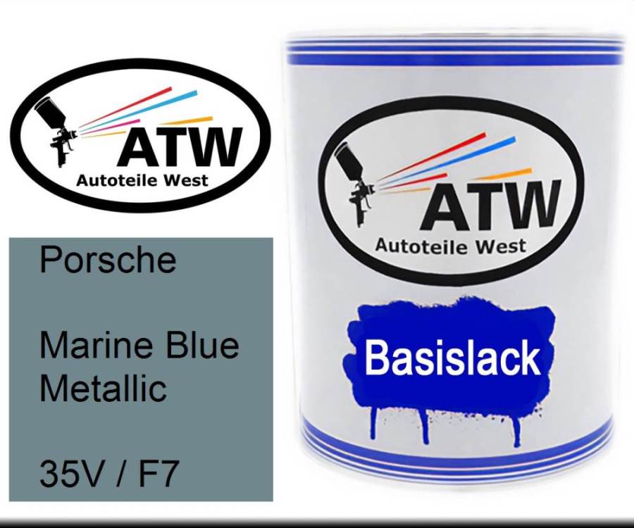 Porsche, Marine Blue Metallic, 35V / F7: 1L Lackdose, von ATW Autoteile West.